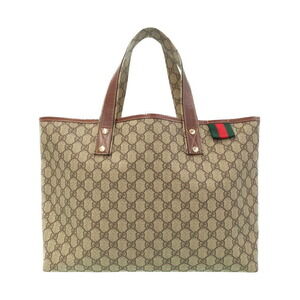 GUCCI GG Plus Tote Bag Brown Canvas Leather Handbag